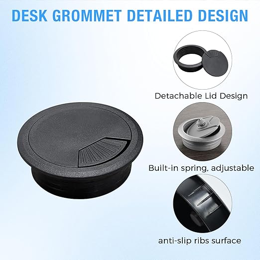 Desk Grommet 2-3/8", Desk Cord Hole Cover, Cable Grommet ABS Plastic, Desk Hole - Image 3