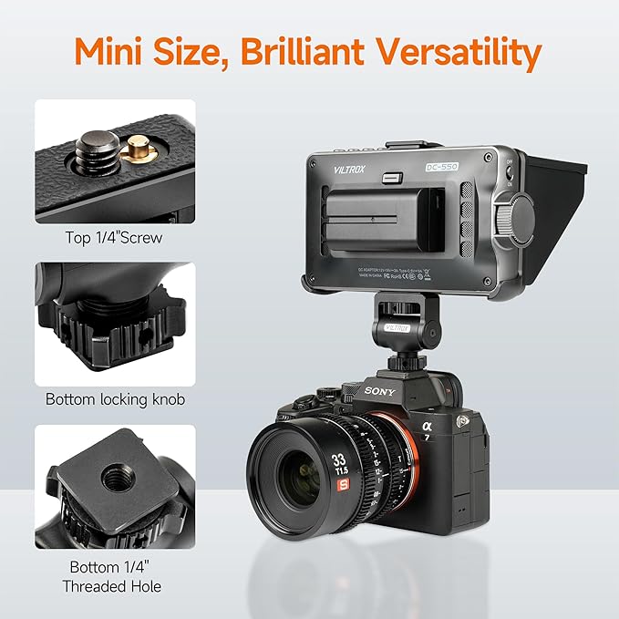 Adjustable Gimbal Monitor Cold Shoe Adapter, Metal Field Monitor Mount Holder - Image 2
