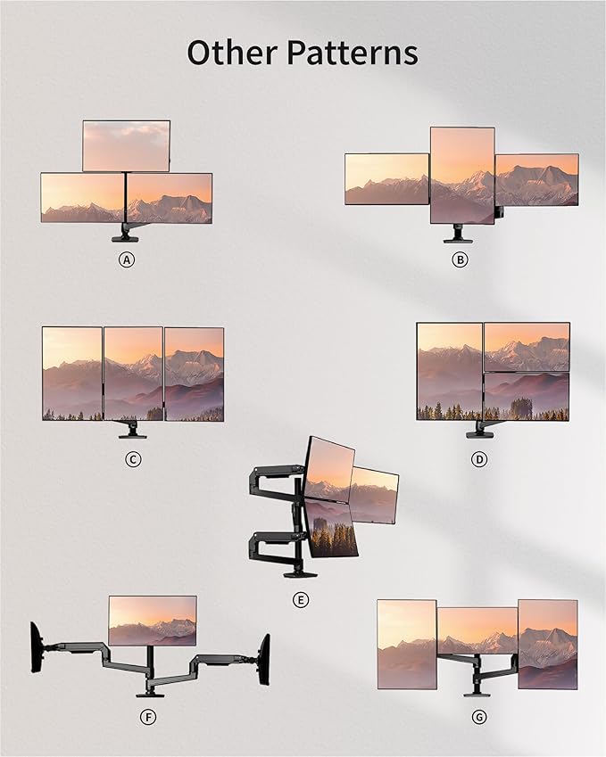 Triple Monitor Mount, Holds Screens up to 40 Inches and 25 lbs, Fully - Image 4