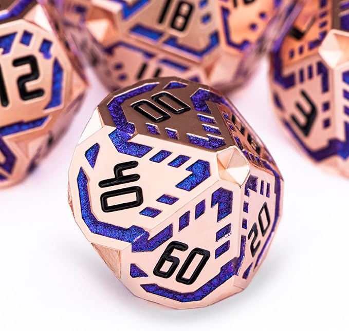 Metal DND Sci-fi Dice Set 7PCS Stripe Polyhedral Dice - Image 4