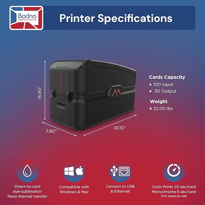 Bodno Matica MC320 Direct-to-Card Dual Sided ID Card Printer & Complete - Image 5