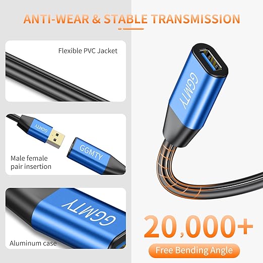 USB 2.0 Type A Male to A Female Active Repeater Extension Cable 75ft, High - Image 6