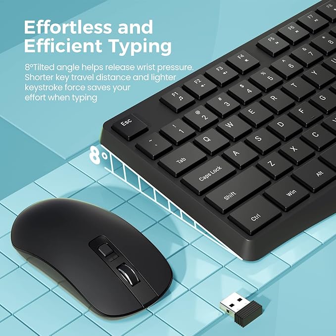 Wireless Keyboard and Mouse Combo, Lovaky 2.4G Full-Sized Ergonomic Keyboard - Image 4