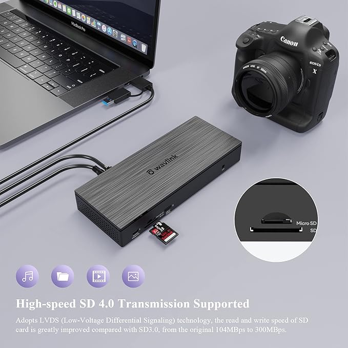 USB C Docking Station, 20-in-1 Universal Displaylink Dock Quad 4K Dual 5K@60Hz - Image 8