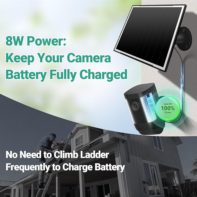 2-Pack Solar Panel Charger for Ring Camera, 8W High-Efficiency - Image 4