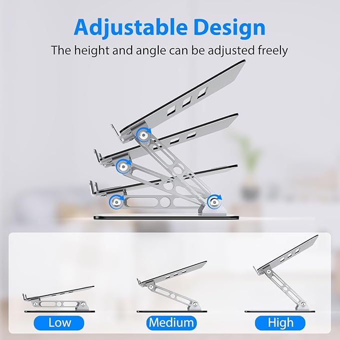 Laptop Stand for Desk, Adjustable Laptop Riser, Metal Foldable Computer Stand - Image 3