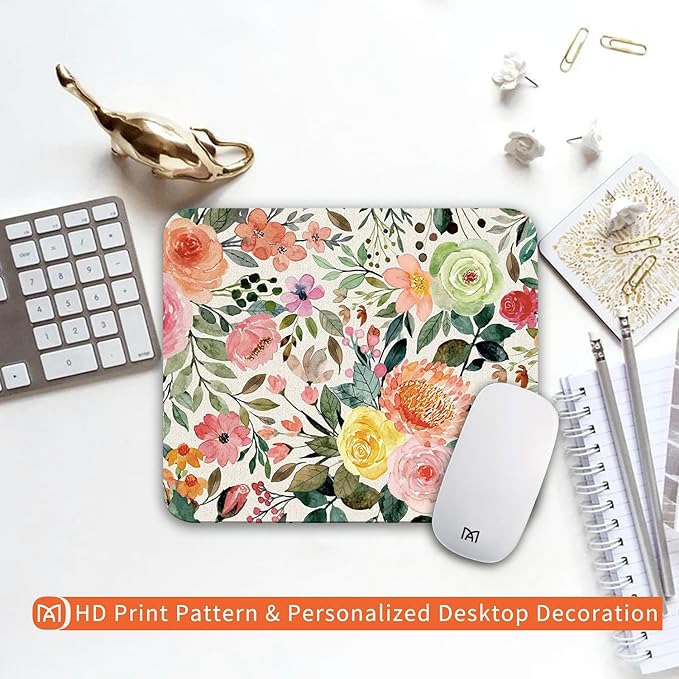 Square Mouse Pad Watercolour Floral, Personalized Premium-Textured Custom Mouse - Image 6