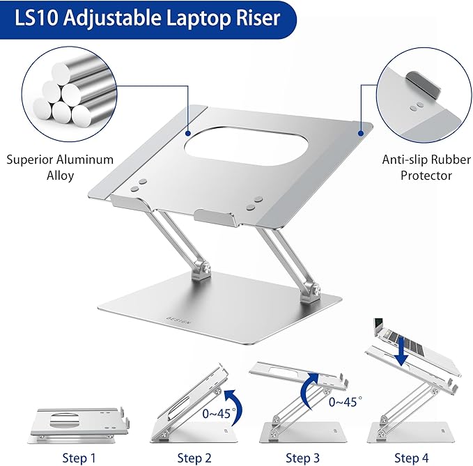 BESIGN LS10 Aluminum Laptop Stand, Ergonomic Adjustable Notebook Stand - Image 6
