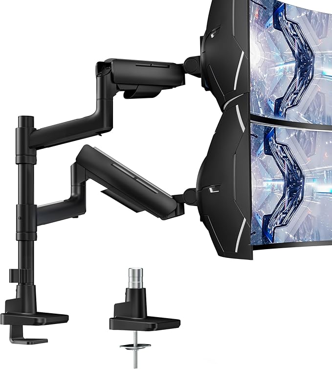 Vertical Dual Monitor Mount for 17-49 Inch Ultrawide Heavy Duty Curved Screen by ARESWING