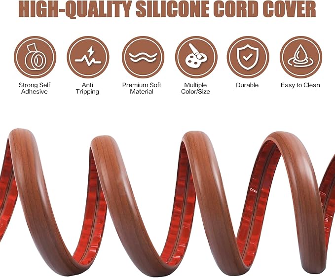 Floor Cord Cover Self Adhesive Cord Hider, 3.3FT Cable Management, Extension - Image 3