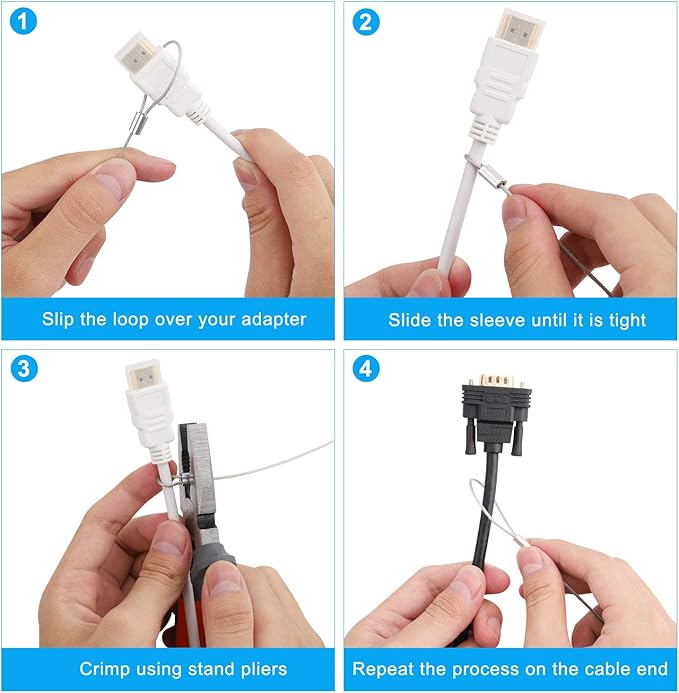Cable Tethers 15 Pack with Crimping Tool, Adjustable Security Cable Look - Image 6