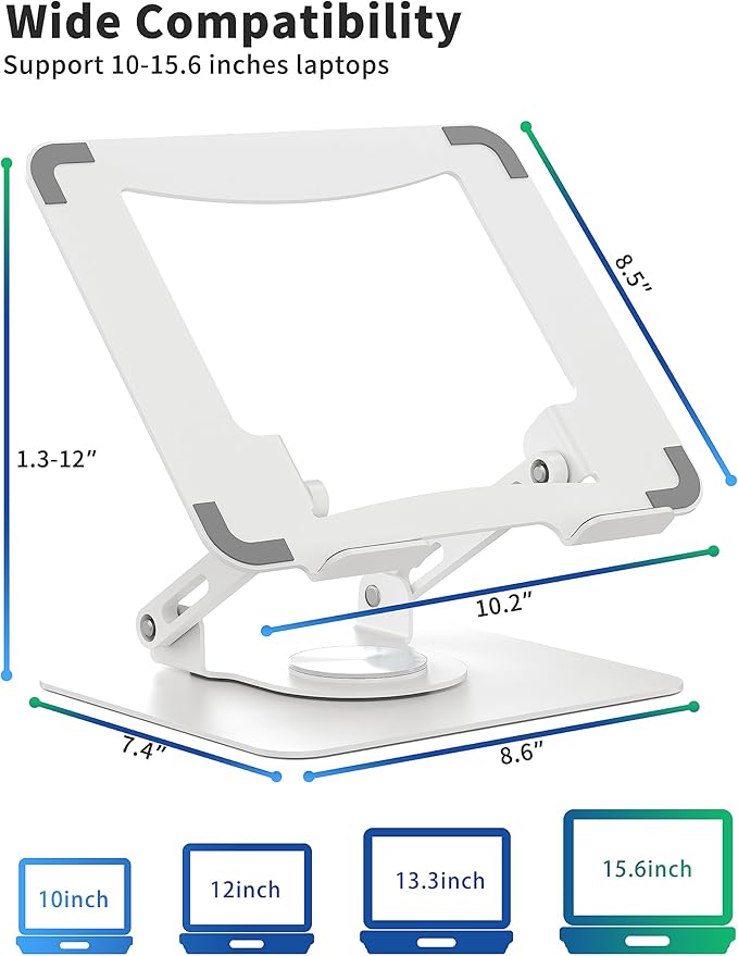 SOUNDANCE Laptop Stand with 360° Rotating Base, Ergonomic Computer Riser - Image 4
