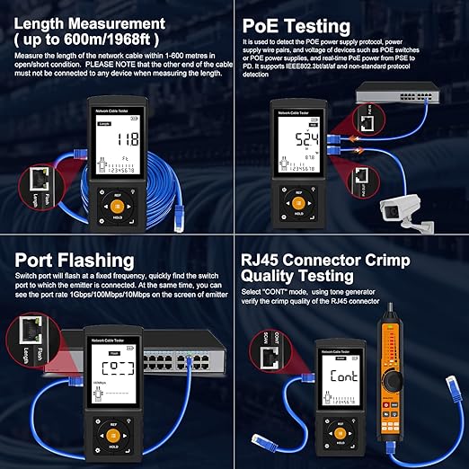 Rechargeable Digital Tone Cable Tester, WANLUTECH Tone Generator - Image 3