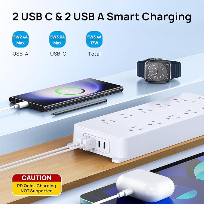 TROND Surge Protector Power Strip, ETL Listed, 10 Widely Spaced Outlets - Image 3