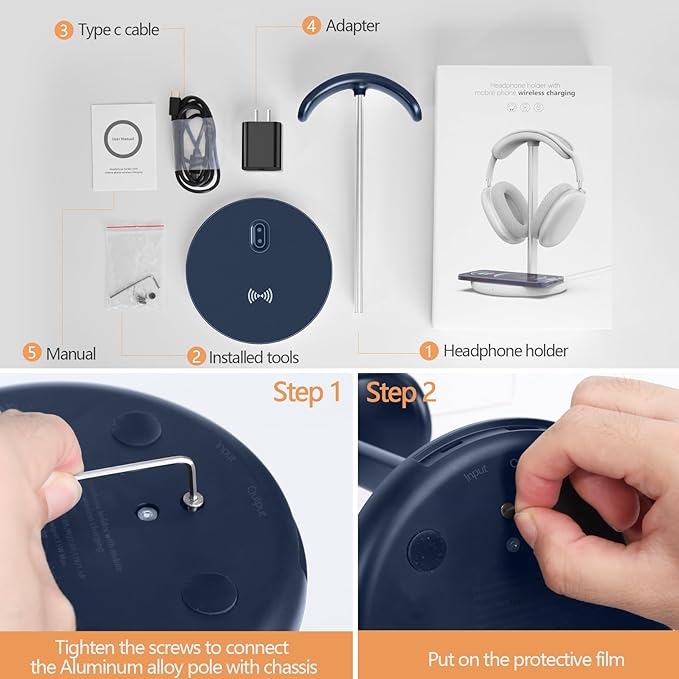 Miroddi Headphone Stand with Wireless Charger, Independent USB Charging Port - Image 8