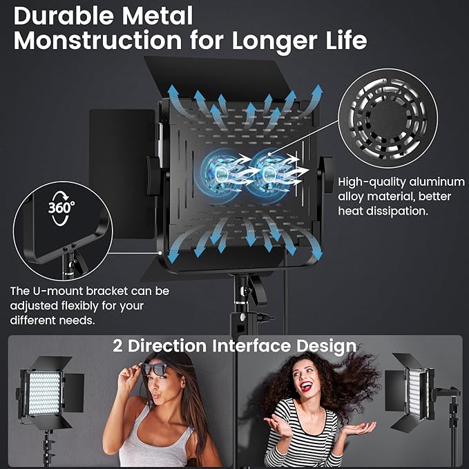 RGB Photography Lighting Kit, 50W Bi-Color LED Studio Lights, 2300k~8500k - Image 5