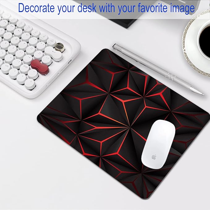 Abstract Art Mouse Pad with Personalized Red Design Computer Laptop Non-Slip - Image 7