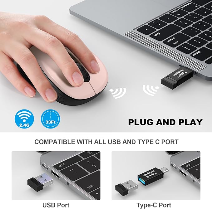 WisFox 2.4G Wireless Mouse for Laptop, Ergonomic Computer Mouse - Image 2
