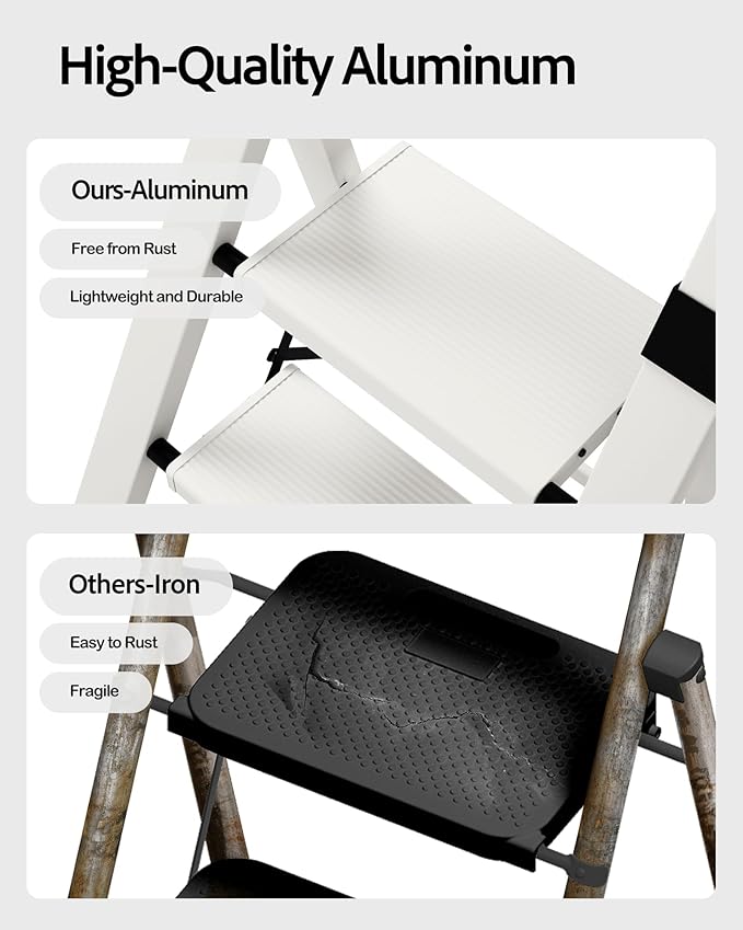 Taranta 3 Step Ladder, Lightweight Aluminum Step Stool - Image 2