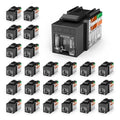 VCELINK RJ45 Cat 6 Keystone Jacks 25-Pack, Dust-Proof Keystone Jacks, 90-Degree by VCELINK