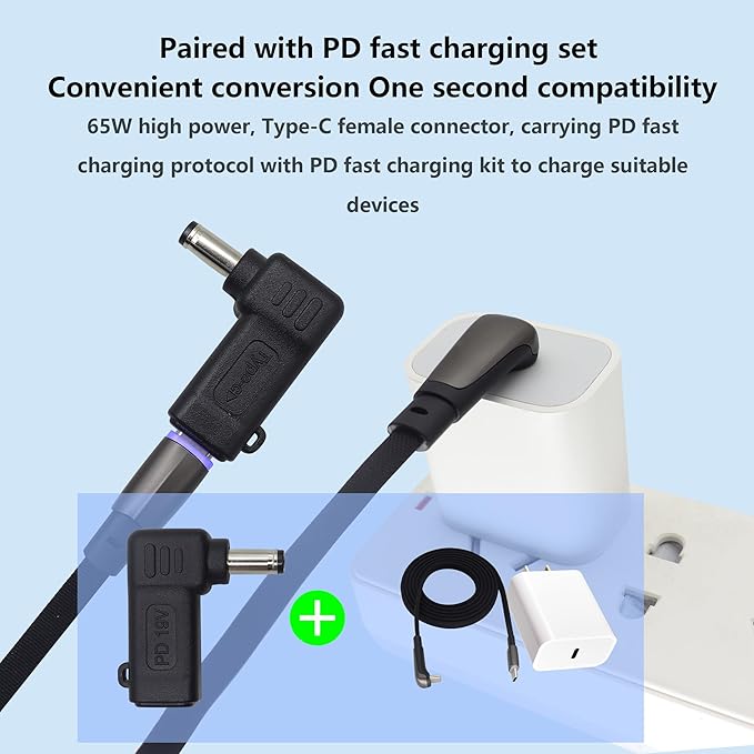 90W PD Type C to DC5521 Power Converter USB C to DC 5521 Laptop Charging - Image 4