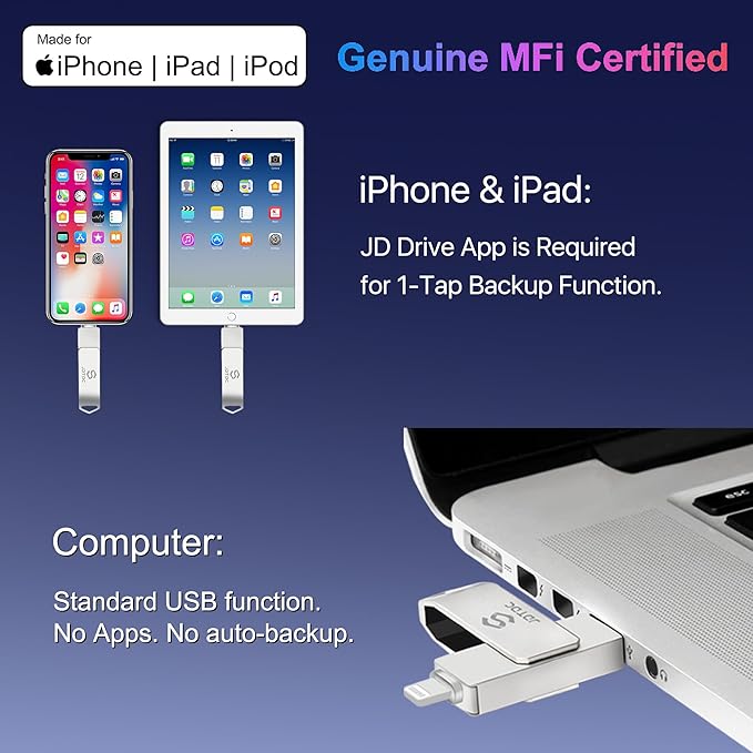 Genuine Apple MFi Certified 128GB iPhone-Photo-Stick Real Capacity - Image 2