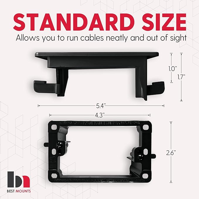 BestMounts - 1 Pack In Wall Cable Management 1-Gang Recessed Snap-ON Low - Image 2