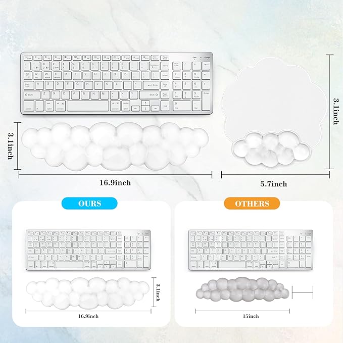 Gel Cloud Keyboard and Mouse Wrist Rest, Cute Wrist Support and Arm Support Rest - Image 5