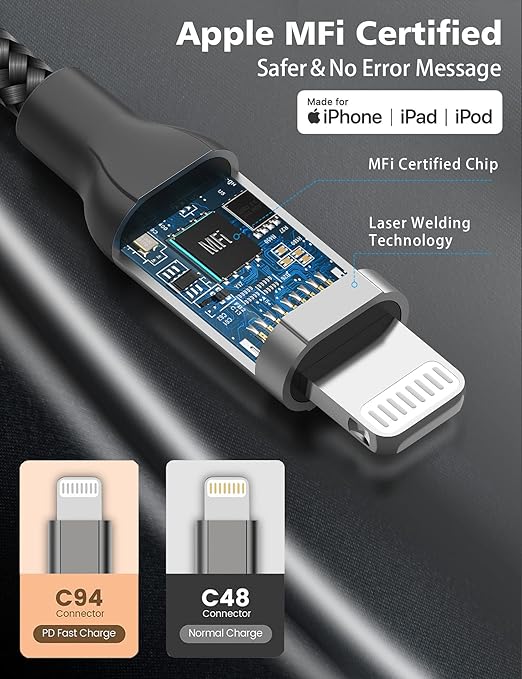 6 inch USB C to Lightning Cable Short, 0.5ft 2Pack Type C to Lightning Cord - Image 4