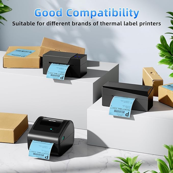 4x6 Thermal Labels, 1 Packs of 500 4x6 Fold Labels Blue - Image 3