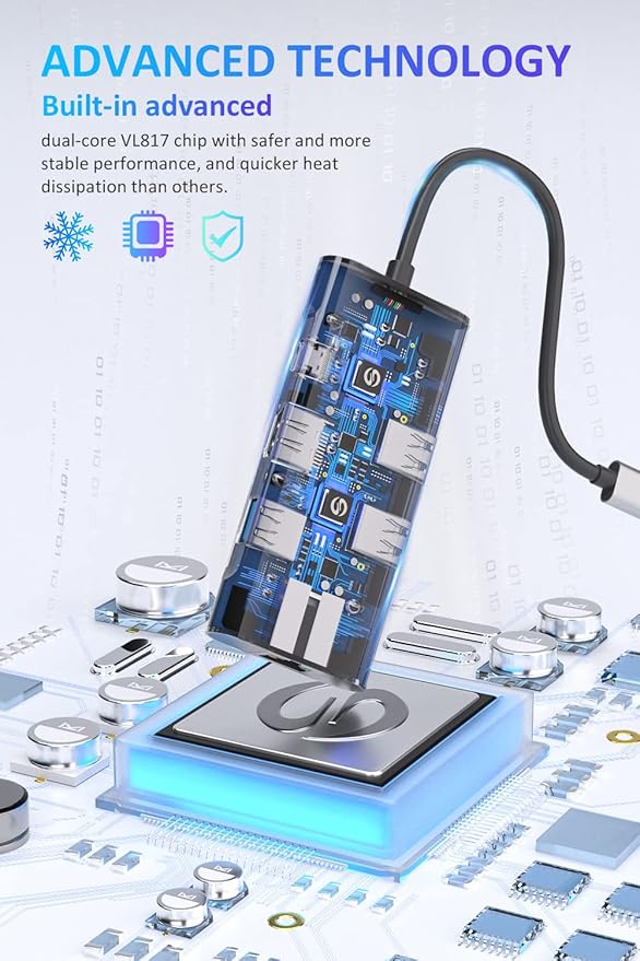 UtechSmart USB C Hub, USB C Ethernet Multiport Adapter, 6 In 1 USB C to HDMI - Image 7