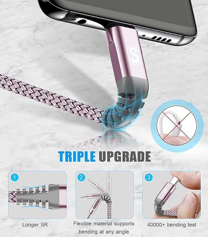 sweguard USB Type C Charger Cable iPhone 16 Charger Nylon Braided Cord - Image 5