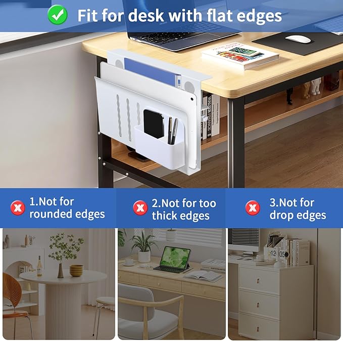 LUKETURE Laptop Holder, Steel Desk Side Storage, No Drill Standing Desk - Image 4