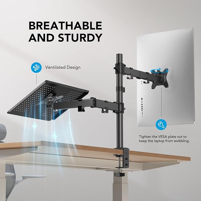 HUANUO Adjustable Monitor Stand, Single Arm Desk Mount - Image 5