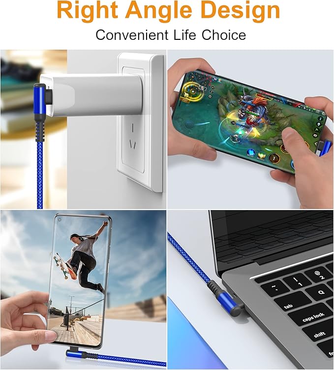 sweguard USB Type C Charger Cable Right Angle iPhone 15 Charger Nylon Braided - Image 4