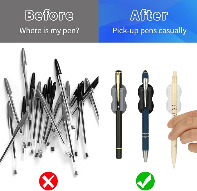 12PCS Pen Holder for Desk, Upgraded Adhesive Pen Pencil Holder for Desk Wall - Image 5