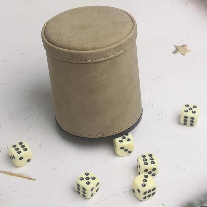 PU Leatherette Dice Cup with 6 Dot Dices - Image 3