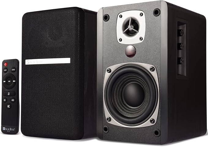 SINGING WOOD BT27 Active Powered Bluetooth Bookshelf Speakers by SingingWood