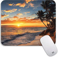 Square Mouse Pad Beach Sunset, Personalized Premium-Textured Custom Mouse Mat by Armanza