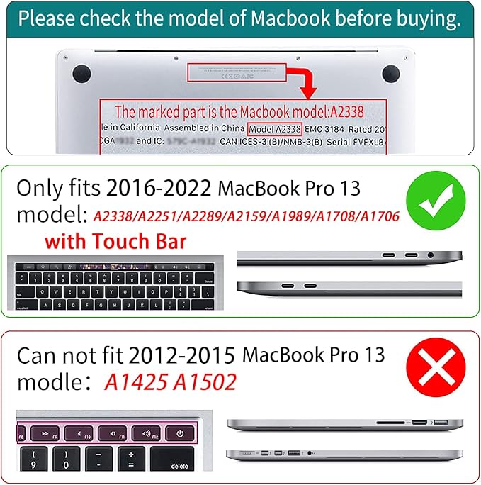 Teryeefi for M2 MacBook Pro 13 inch Case 2022 2020 2019-2016 Model A2338 M1 - Image 2