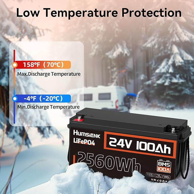 24V 100Ah LiFePO4 Lithium Battery, Built-in 100A BMS - Image 7