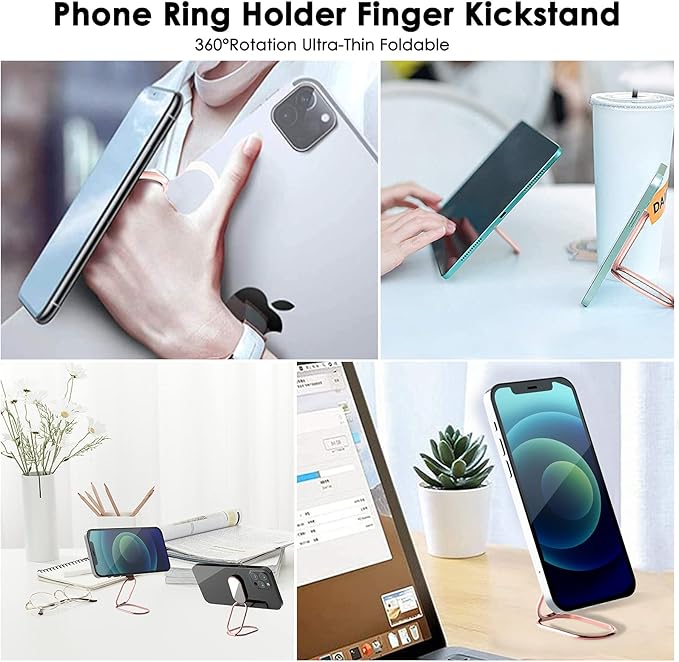 Phone Ring Holder Finger Kickstand, 360° Rotation Metal Phone Grip - Image 2
