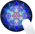 Blue Flower Mandala Mouse Pad Round Non-Slip Rubber Mousepad Laptop Office by XDMY