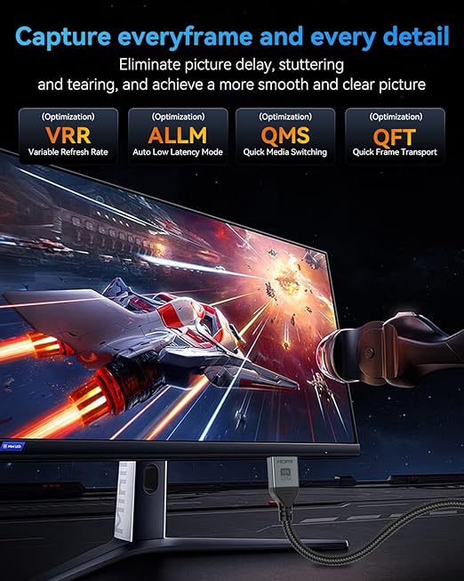 16K 8K HDMI Cable 96Gbps 6.6 FT, Ultra High Speed HDMI 2.2 Cable 16K@60Hz - Image 4