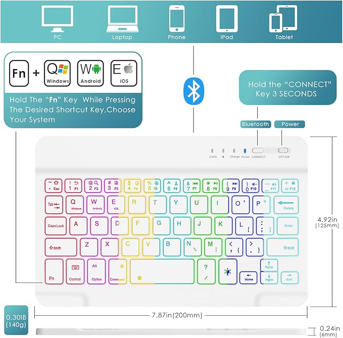 DETUOSI Backlit Keyboard Case for Samsung Galaxy Tab A7 Lite 8.7" 2021 - Image 3