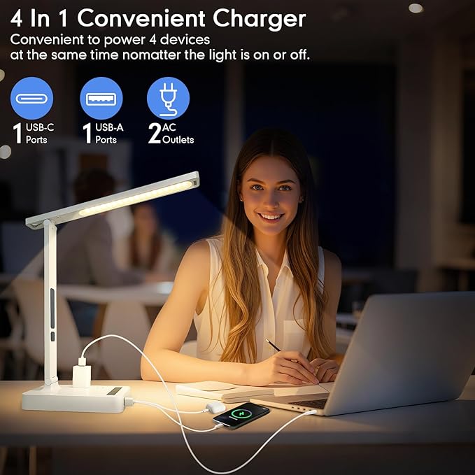 karidi Smart Desk Lamp with Digital Clock, 4-in-1 Charging Station, Temperature - Image 6