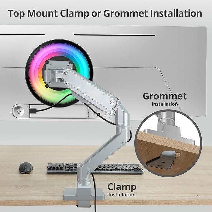 AVLT Single 34”-57” Monitor Arm Desk Mount fits One 44 lbs Heavy Duty Screen - Image 5