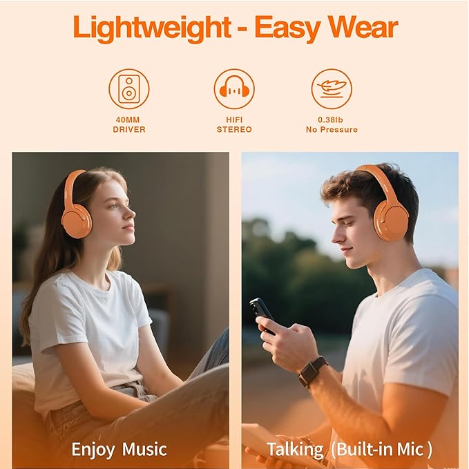 MIDOLA Bluetooth Headphones Over Ear 68H Playtime 6 EQ Wireless Headset - Image 3