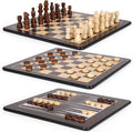 3-in-1 Wooden Chess, Backgammon Set and Checkers Set- 12 Inch Portable Board by Agirlgle