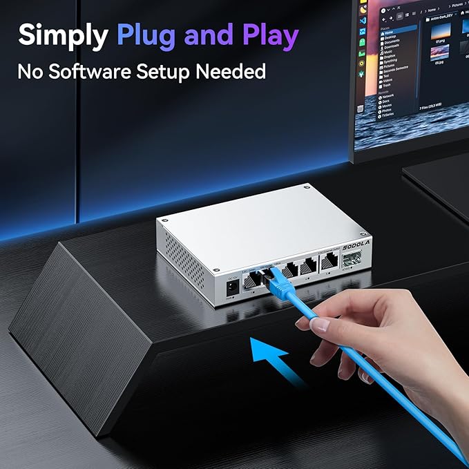 SODOLA 2.5Gb Switch Unmanaged, 5 x 2.5G Base-T Ports, 1x 10G SFP+, Aluminum - Image 6